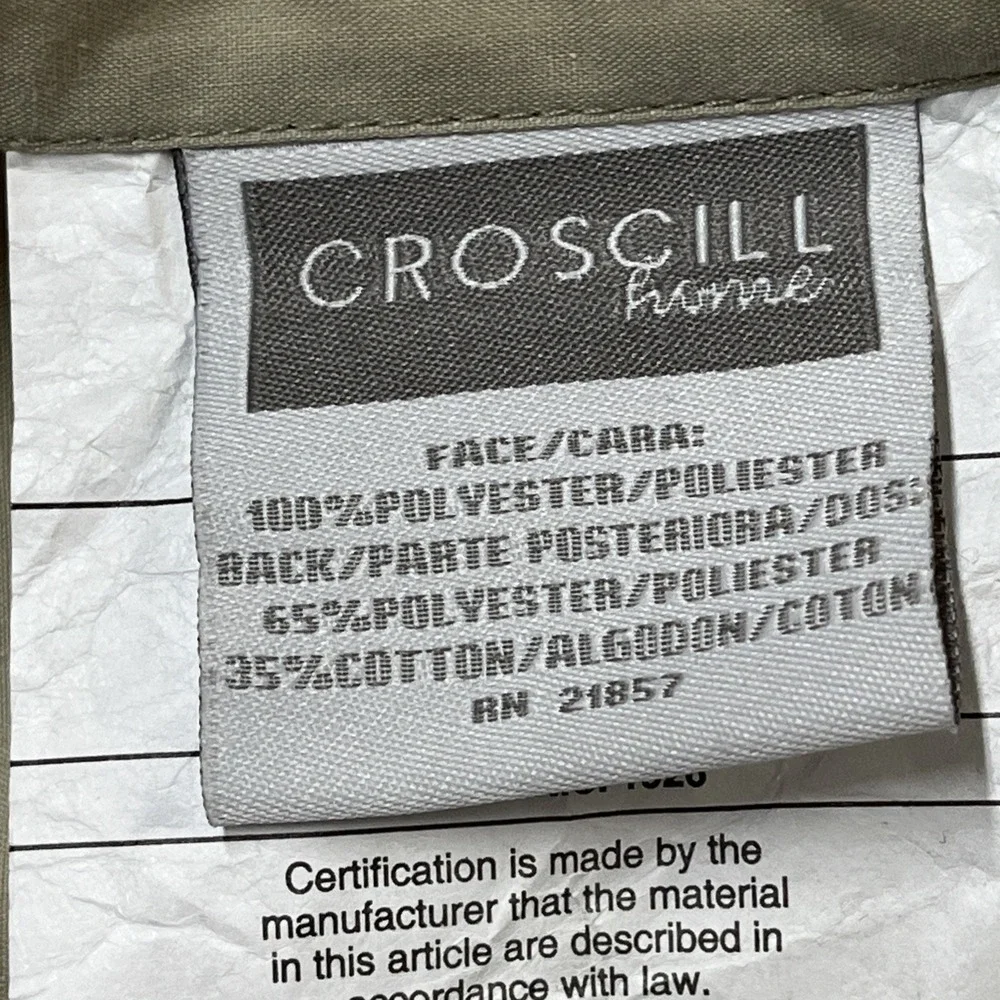 Croscill Standard Pillow Sham Set Gold Green Paisley Scroll Braided Trim Classic